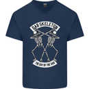 Dab Skeleton the Day of the Dab Dead Mens V-Neck Cotton T-Shirt Navy Blue