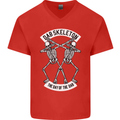 Dab Skeleton the Day of the Dab Dead Mens V-Neck Cotton T-Shirt Red