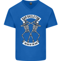 Dab Skeleton the Day of the Dab Dead Mens V-Neck Cotton T-Shirt Royal Blue