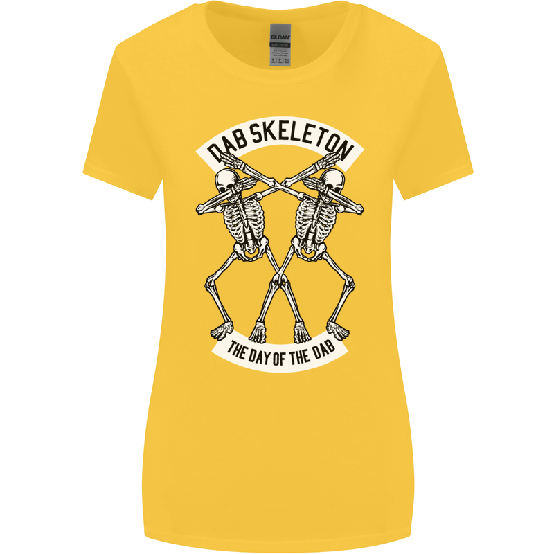 Dab Skeleton the Day of the Dab Dead Womens Wider Cut T-Shirt Yellow