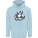 Dabbing Panda Squashing a Unicorn Funny Childrens Kids Hoodie Light Blue