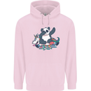 Dabbing Panda Squashing a Unicorn Funny Childrens Kids Hoodie Light Pink