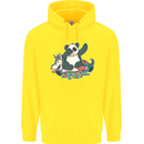 Dabbing Panda Squashing a Unicorn Funny Childrens Kids Hoodie Yellow