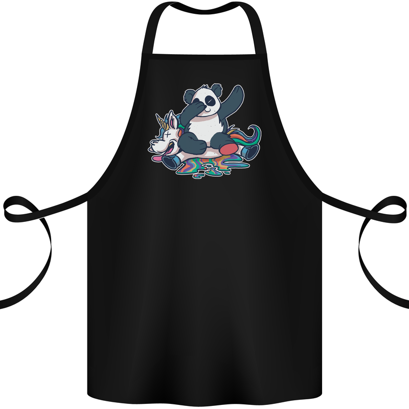 Dabbing Panda Squashing a Unicorn Funny Cotton Apron 100% Organic Black