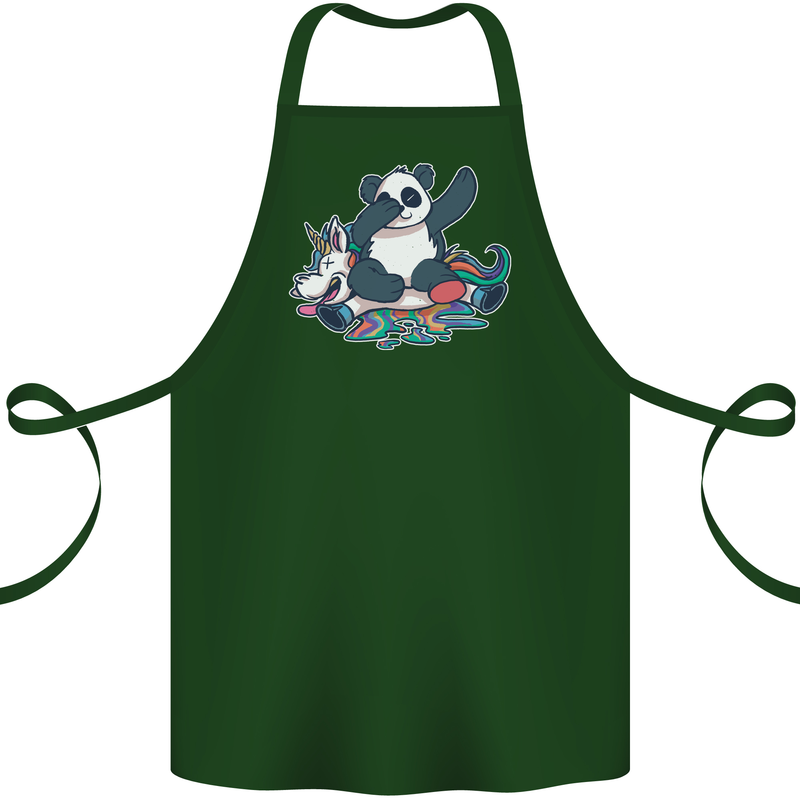 Dabbing Panda Squashing a Unicorn Funny Cotton Apron 100% Organic Forest Green