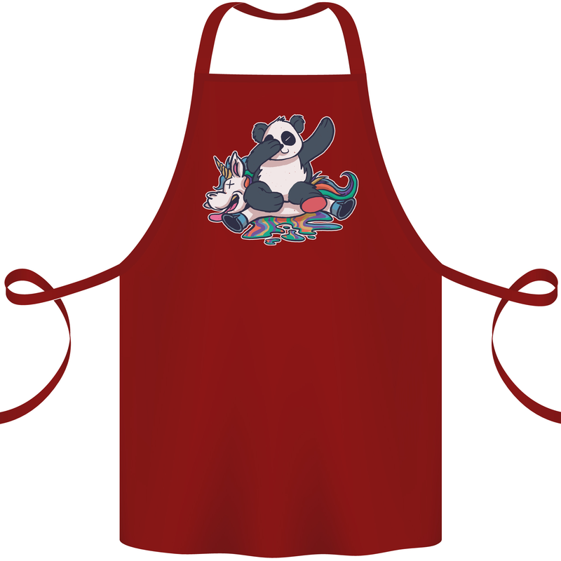 Dabbing Panda Squashing a Unicorn Funny Cotton Apron 100% Organic Maroon
