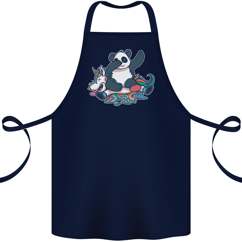 Dabbing Panda Squashing a Unicorn Funny Cotton Apron 100% Organic Navy Blue