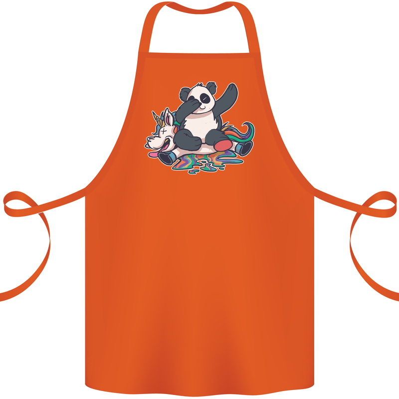 Dabbing Panda Squashing a Unicorn Funny Cotton Apron 100% Organic Orange