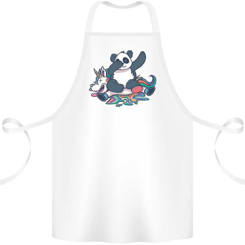 Dabbing Panda Squashing a Unicorn Funny Cotton Apron 100% Organic White