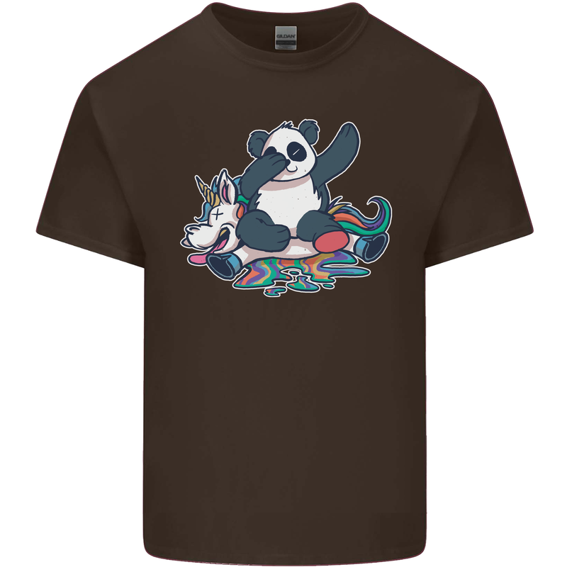 Dabbing Panda Squashing a Unicorn Funny Kids T-Shirt Childrens Chocolate