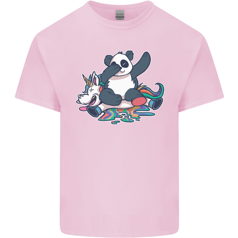Dabbing Panda Squashing a Unicorn Funny Kids T-Shirt Childrens Light Pink