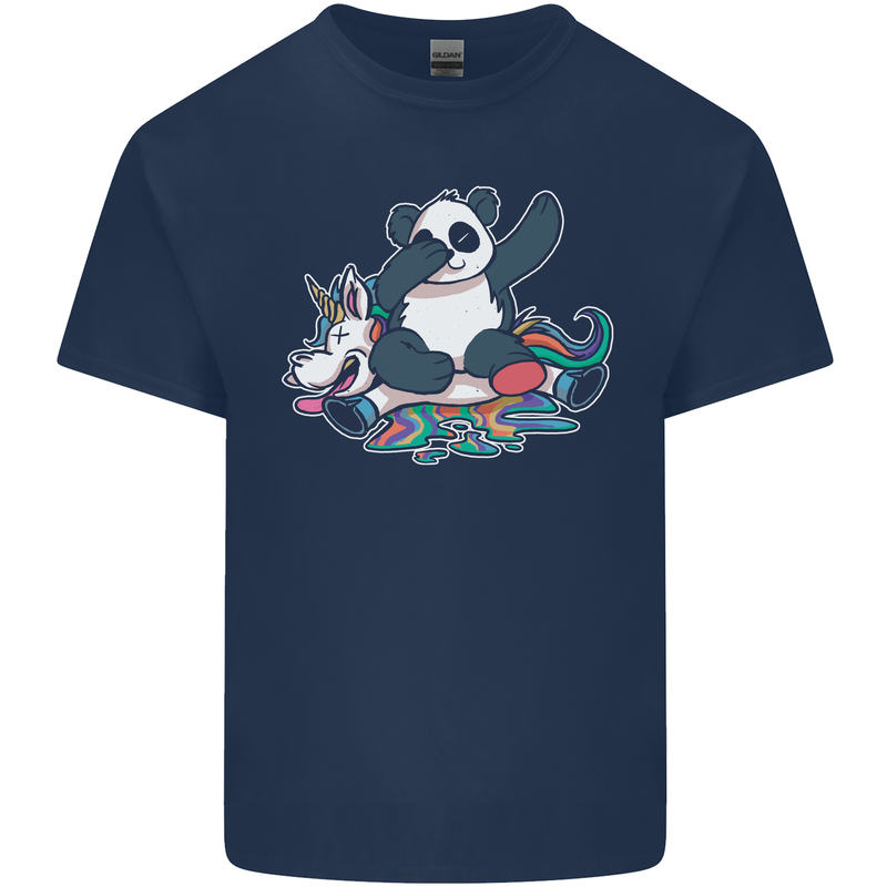 Dabbing Panda Squashing a Unicorn Funny Kids T-Shirt Childrens Navy Blue