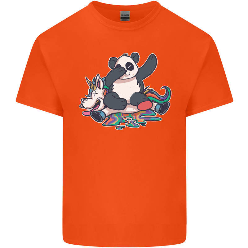Dabbing Panda Squashing a Unicorn Funny Kids T-Shirt Childrens Orange