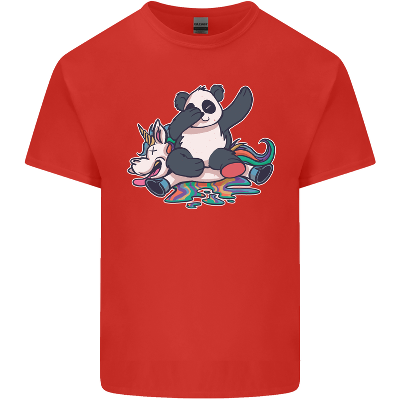 Dabbing Panda Squashing a Unicorn Funny Kids T-Shirt Childrens Red
