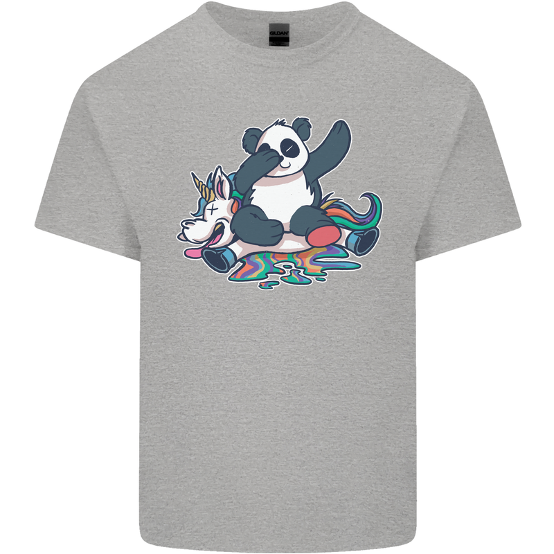 Dabbing Panda Squashing a Unicorn Funny Kids T-Shirt Childrens Sports Grey