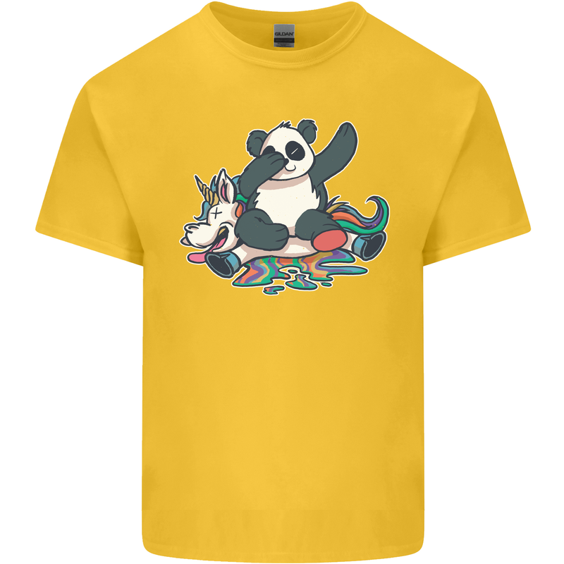 Dabbing Panda Squashing a Unicorn Funny Kids T-Shirt Childrens Yellow