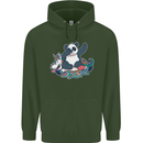 Dabbing Panda Squashing a Unicorn Funny Mens 80% Cotton Hoodie Forest Green