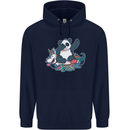 Dabbing Panda Squashing a Unicorn Funny Mens 80% Cotton Hoodie Navy Blue