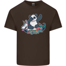 Dabbing Panda Squashing a Unicorn Funny Mens Cotton T-Shirt Tee Top Dark Chocolate