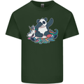 Dabbing Panda Squashing a Unicorn Funny Mens Cotton T-Shirt Tee Top Forest Green