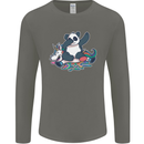 Dabbing Panda Squashing a Unicorn Funny Mens Long Sleeve T-Shirt Charcoal