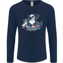 Dabbing Panda Squashing a Unicorn Funny Mens Long Sleeve T-Shirt Navy Blue