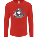 Dabbing Panda Squashing a Unicorn Funny Mens Long Sleeve T-Shirt Red