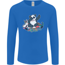 Dabbing Panda Squashing a Unicorn Funny Mens Long Sleeve T-Shirt Royal Blue