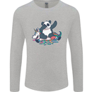 Dabbing Panda Squashing a Unicorn Funny Mens Long Sleeve T-Shirt Sports Grey