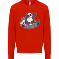 Dabbing Panda Squashing a Unicorn Funny Mens Sweatshirt Jumper Bright Red