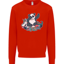 Dabbing Panda Squashing a Unicorn Funny Mens Sweatshirt Jumper Bright Red