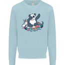 Dabbing Panda Squashing a Unicorn Funny Mens Sweatshirt Jumper Light Blue