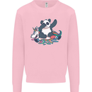 Dabbing Panda Squashing a Unicorn Funny Mens Sweatshirt Jumper Light Pink