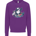 Dabbing Panda Squashing a Unicorn Funny Mens Sweatshirt Jumper Purple