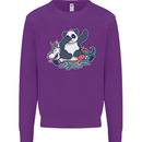 Dabbing Panda Squashing a Unicorn Funny Mens Sweatshirt Jumper Purple