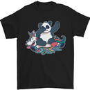 Dabbing Panda Squashing a Unicorn Funny Mens T-Shirt Cotton Gildan Black