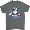 Dabbing Panda Squashing a Unicorn Funny Mens T-Shirt Cotton Gildan Charcoal