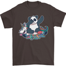 Dabbing Panda Squashing a Unicorn Funny Mens T-Shirt Cotton Gildan Dark Chocolate
