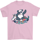 Dabbing Panda Squashing a Unicorn Funny Mens T-Shirt Cotton Gildan Light Pink