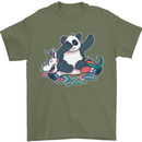 Dabbing Panda Squashing a Unicorn Funny Mens T-Shirt Cotton Gildan Military Green