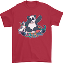Dabbing Panda Squashing a Unicorn Funny Mens T-Shirt Cotton Gildan Red