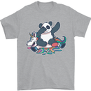 Dabbing Panda Squashing a Unicorn Funny Mens T-Shirt Cotton Gildan Sports Grey
