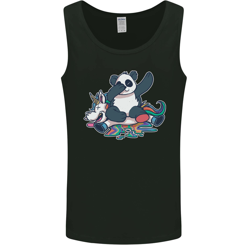 Dabbing Panda Squashing a Unicorn Funny Mens Vest Tank Top Black
