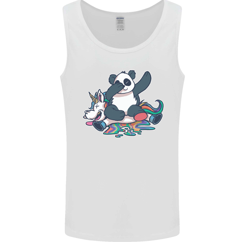 Dabbing Panda Squashing a Unicorn Funny Mens Vest Tank Top White