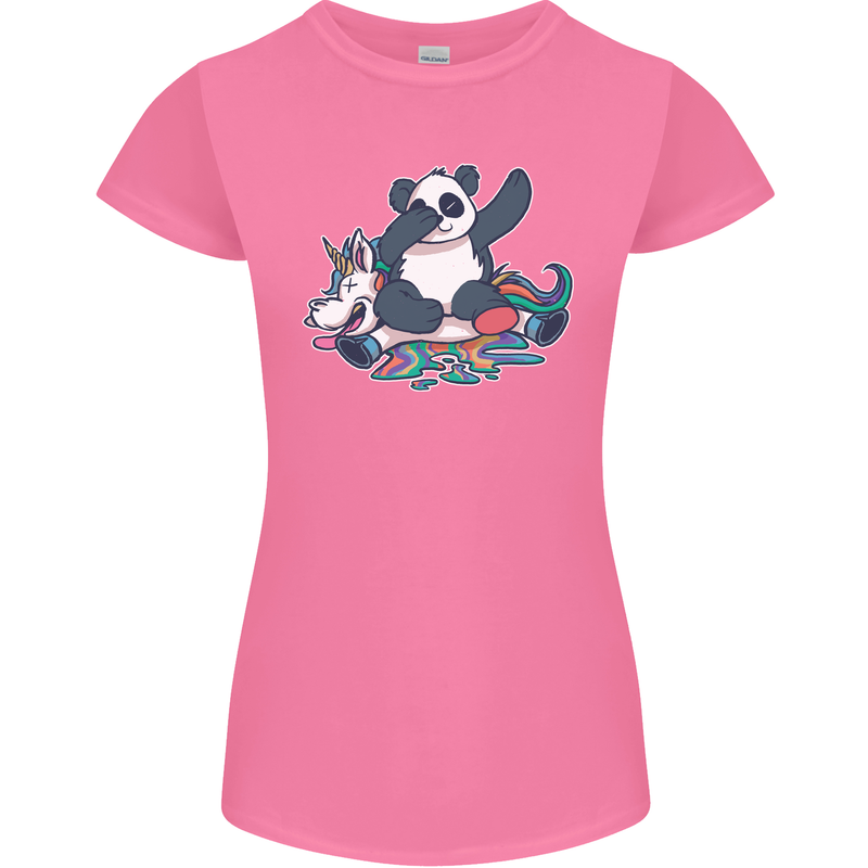 Dabbing Panda Squashing a Unicorn Funny Womens Petite Cut T-Shirt Azalea