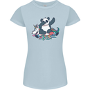 Dabbing Panda Squashing a Unicorn Funny Womens Petite Cut T-Shirt Light Blue