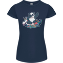 Dabbing Panda Squashing a Unicorn Funny Womens Petite Cut T-Shirt Navy Blue