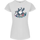 Dabbing Panda Squashing a Unicorn Funny Womens Petite Cut T-Shirt White