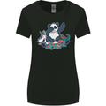 Dabbing Panda Squashing a Unicorn Funny Womens Wider Cut T-Shirt Black
