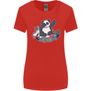 Dabbing Panda Squashing a Unicorn Funny Womens Wider Cut T-Shirt Red